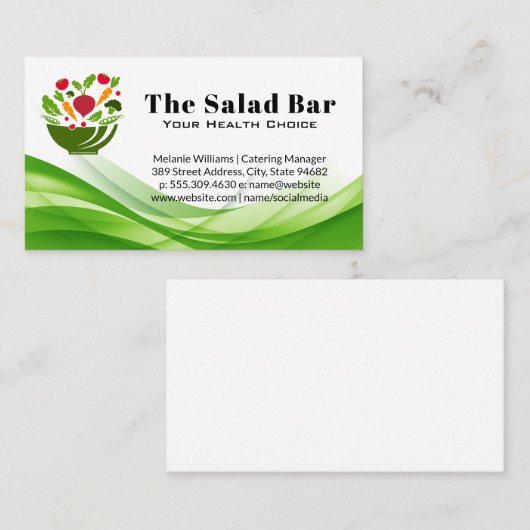 Salatschale mit sinkendem Gemüse Visitenkarte (Vorne/Hinten)