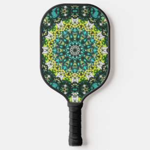 Salatschleuderer – Grün-gelbes Mandala-Muster Pickleball Schläger