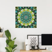 Salatschleuderer – Grün-gelbes Mandala-Muster Poster (Heimbüro)