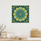 Salatschleuderer – Grün-gelbes Mandala-Muster Poster (Küche)