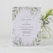 Salbei-Amethyst-Blatt-Hochzeit Einladung (Stehend Vorderseite)