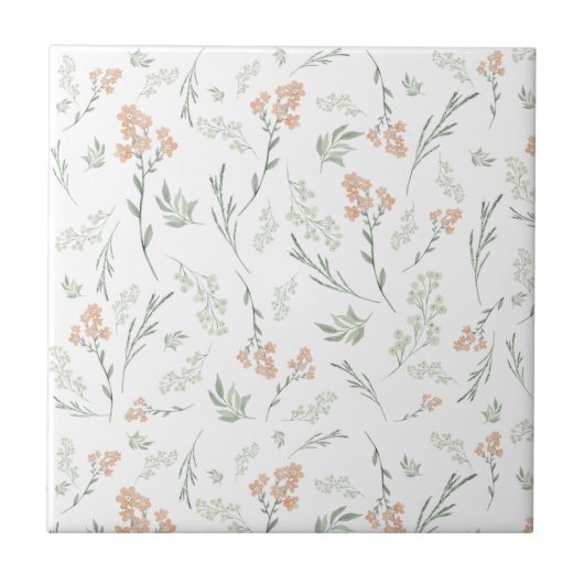 Salbei-Aquarell-Wildblumen-Blumen Fliese (Vorderseite)