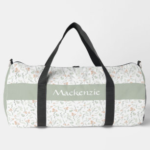 Salbei-Aquarell-Wildblumen-Blumenmuster mit indivi Duffle Bag