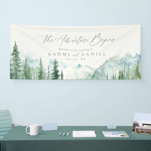 Salbei-Bergwald-Rustikale-Hochzeitsbegrüßung Banner (Messe)