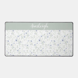 Salbei Blau Aquarell Wildblumen Blumen Custom Name Schreibtischunterlage