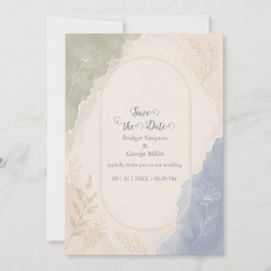 Salbei Blau Botanische minimale Hochzeit Einladung