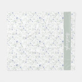 Salbei Blau Wasserfarbe Wildblumen Monogramm Name Fleecedecke (Vorderseite (Horizontal))