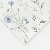 Salbei Blau Wasserfarbe Wildblumen Monogramm Name Fleecedecke (Ecke)