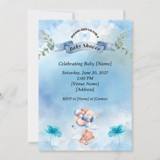 Salbei Blaue Babyparty-Einladung 🌿🍼