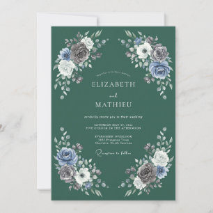 Salbei Blaue Blumengirlande Hochzeit Einladung