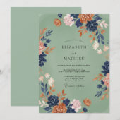 Salbei-Blumenbogen-Hochzeit Einladung (Vorne/Hinten)