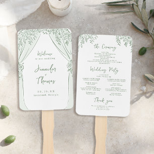 Salbei-Blumenbogen Whimsical-Hochzeitsprogramme Fächer