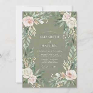 Salbei-Blumenrand-Hochzeit Einladung