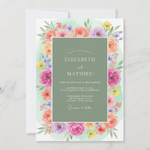 Salbei-Blütenromanze Hochzeit Einladung