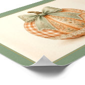 Salbei-Bogen-Gingham-Patchwork-Kürbis Poster (Ecke)