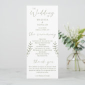 Salbei Boho Blumen Einfaches Hochzeitsprogramm Programm (Stehend Vorderseite)