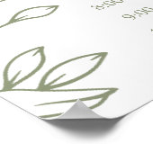 Salbei Boho-Blumen Einfaches Hochzeitsprogramm Zei Poster (Ecke)