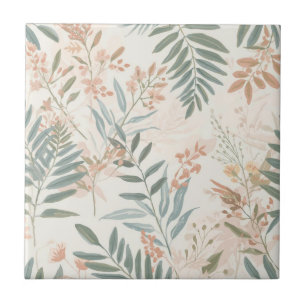 Salbei-Botanical-Blush-Blatt-Aquarellmuster Fliese