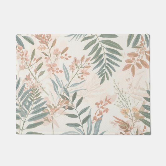Salbei-Botanical-Blush-Blatt-Aquarellmuster Fußmatte (Vorderseite)