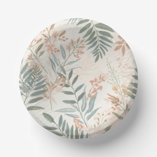 Salbei-Botanical-Blush-Blatt-Aquarellmuster Pappteller (Vorderseite)