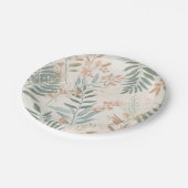 Salbei-Botanical-Blush-Blatt-Aquarellmuster Pappteller (Schrägansicht)