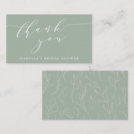 Salbei-Botanical-Script-Brautabschieds-Geschenk Begleitkarte (Vorne/Hinten)