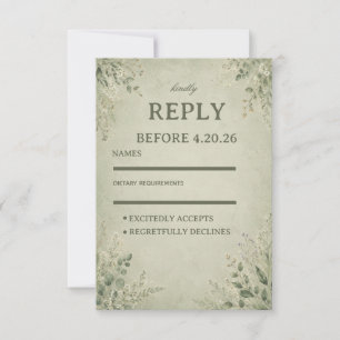 Salbei Botanisch Elegant RSVP Karte