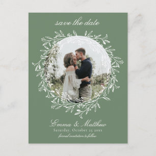 Salbei Botanischer Gothic Kranz Save-the-Date-Foto Postkarte