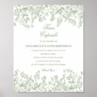 Salbei-Chinoiserie-Blumen-Zeitkapsel-Baby-Geburtst