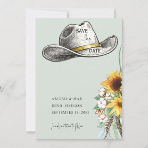 Salbei-Cowboy-Hut-Sonnenblume-Hochzeit-Save-the-Da Save The Date