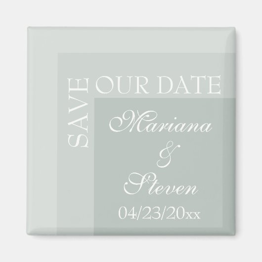 Salbei Einfach Moderne Chic Schrift Hochzeit Magnet (Vorne)