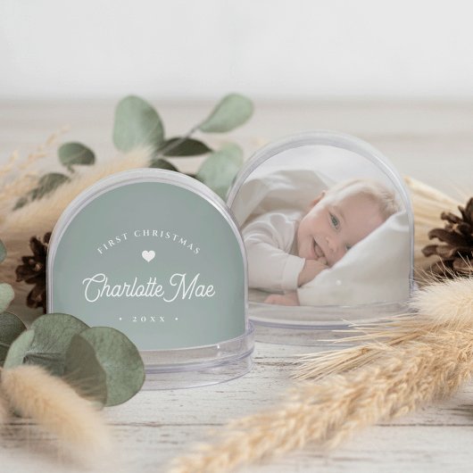 Salbei | Einfach & Sweet First Christmas Baby Foto Schneekugeln