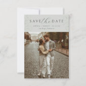 Salbei | Einfaches Calligraphy Floral Wedding Foto Save The Date (Vorderseite)