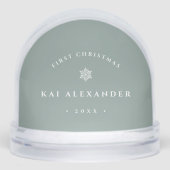 Salbei | Einfaches Classic Baby's First Christmas  Schneekugeln (Vorderseite)