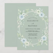 Salbei-Eisblatt-Hochzeit Einladung (Vorne/Hinten)