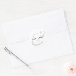 Salbei-Et-Zeichen-Hochzeit | Monogramm-Umschlag Runder Aufkleber