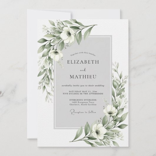 Salbei Ethereal Bloom Hochzeit Einladung (Vorderseite)