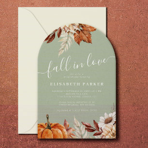 Salbei Fall in Love florale Kürbis-Brautparty Einladung