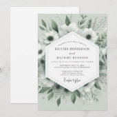 Salbei flüsternde Anemone Hochzeit Einladung (Vorne/Hinten)