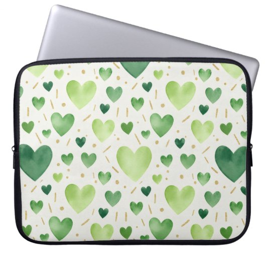 Salbei-Garten-Aquarell-Herzen Laptopschutzhülle (Vorderseite)