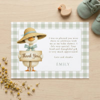 Salbei-Gingham-Alberner-Gans-Baby-Shower-Dankeschö