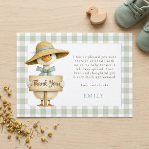 Salbei-Gingham-Alberner-Gans-Baby-Shower-Dankeschö Einladung