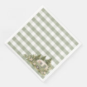 Salbei-Gingham-Aquarell-Camping Serviette (Ecke)