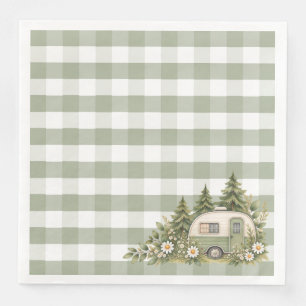 Salbei-Gingham-Aquarell-Camping Serviette