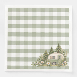 Salbei-Gingham-Aquarell-Camping Serviette