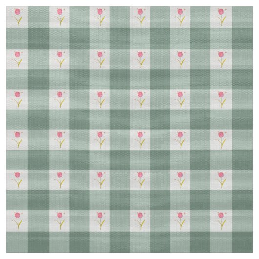 Salbei-Gingham-Blumenstoff nach Maß Stoff (Muster)