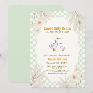 Salbei-Gingham-Daisy-Boho-Alberner-Gans-Baby-Party Einladung