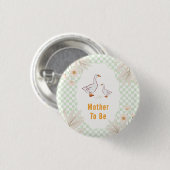 Salbei-Gingham-Daisy-Gans-Baby-Shower für werdende Button (Vorne & Hinten)