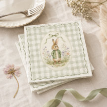 Salbei-Gingham-Kaninchen-Baby-Party