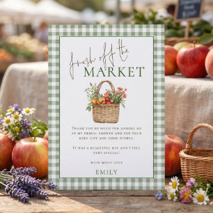 Salbei-Gingham-Marktplatz-Junggesellinnenabschied- Karte
